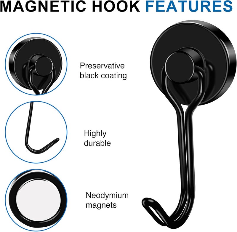 LOVIMAG Hooks, 40lbs+ Magnetic Magnet Hook 2026 Cruise Cabin Ship Essentials Heavy Duty Strong Refrigerator Fridge Hanging for Classroom Beach Vacation Kitchen Grills Home Mug Hanger (6 Pack), Black - Image 5